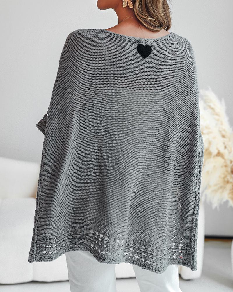 Solid Batwing Sleeve Hollow out Crochet Pattern Top Casual Cover Up