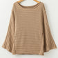 Brown Exposed Seam Ribbed Knit Dolman Top