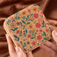 Camel Retro Floral Print Portable Square Jewelry Box