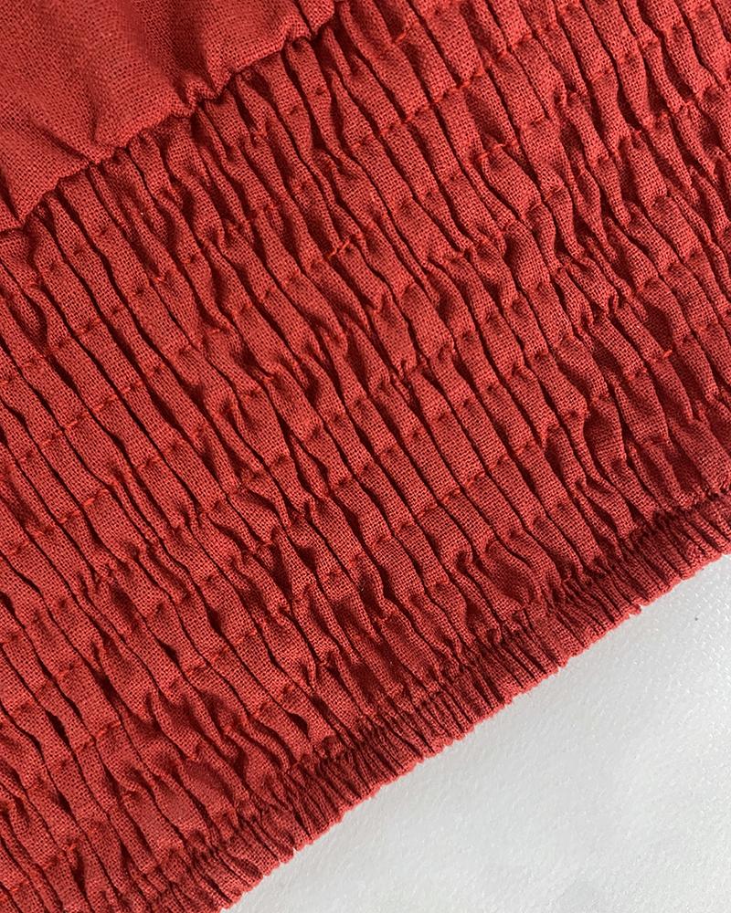 2 Pieces Outfit Plain V Neck Short Sleeve Ruched Top and Casual Floral Print Wide Leg Pants Set