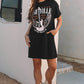 Black Nashville Guitar Print Crew Neck T Shirt Mini Dress