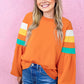 Flamingo Color Block Sleeve Exposed Seam Raglan Sweatshirt