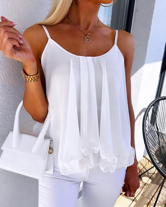 Ruffle Hem Flowy Cami Top