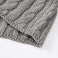 Gray Crew Neck Cable Knit Short Sleeve Sweater