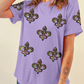 Wisteria Sequined Fleur De Lis Mardi Gras Fashion Tee