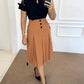 Casual Button Ruched Mid Calf Skirt