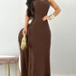 U Neck Sleeveless Tied Detail Maxi Dress Casual Backless Slim Fit Dress