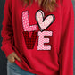 Racing Red Sweet LOVE Letter Graphic Plus Size Valentines Sweatshirt