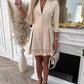 Lapel Neck Button Down Ruched Lace Trim Blazer Dress