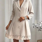 Lapel Neck Button Down Ruched Lace Trim Blazer Dress