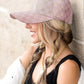 Light Pink Checkered Print Adjustable Baseball Cap