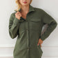 Green Retro Quilted Flap Pocket Button Shacket