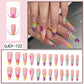 Bonbon Flower Print Almond Long Fake Nail