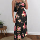Floral Print Spaghetti Strap Waist Hollow Out Maxi Dress Casual Ruched Ruffle Hem Dress