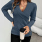 Shawl Collar Button Decor Knit Sweater