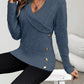 Shawl Collar Button Decor Knit Sweater