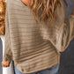 Brown Exposed Seam Ribbed Knit Dolman Top