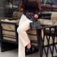 Long Sleeve Cinched Waist Asymmetrical Hem Textured Sheer Lace Top