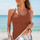 Mineral Red Drawstring Tummy Control Mix-and-match 2pcs Tankini Swimsuit