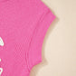 Bright Pink Western Horse Embroidered Round Neck Sweater Tee