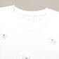 White Flower Applique Round Neck T-shirt