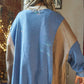 Sky Blue Ribbed Detail Color Block Sleeve Baggy Sweatshirt