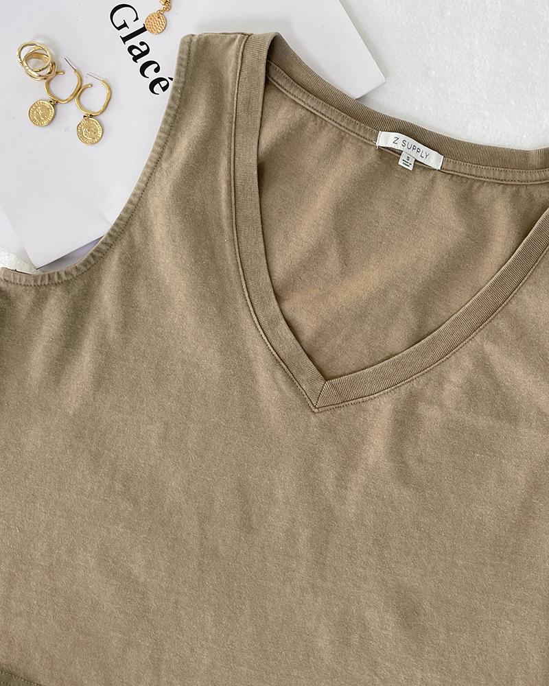 V Neck Casual Sleeveless Top