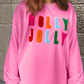 Bonbon Chenille Holly Jolly Graphic Long Sleeve Top