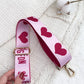 Bright Pink Heart Shape Print Adjustable Wide Bag Strap
