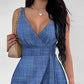 Denim Look Print Sleeveless Tied Detail Romper
