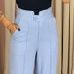 High Waist Single Button Straight Leg Pants With Pockets