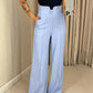 High Waist Single Button Straight Leg Pants With Pockets