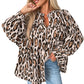 Jet Stream Oversized Leopard Print Balloon Sleeve Casual Shirt