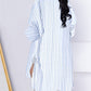 Striped Side Tied Detail Dip Hem Shirt Dress