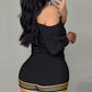 Letter Anchor Print Batwing Sleeve Off Shoulder Romper
