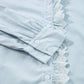 Sky Blue Stripe Frilled Trim Button Up Long Sleeve Shirt