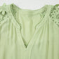 Laurel Green Floral Crochet Short Sleeve Notch V Neck Tiered Plus Size Mini Dress