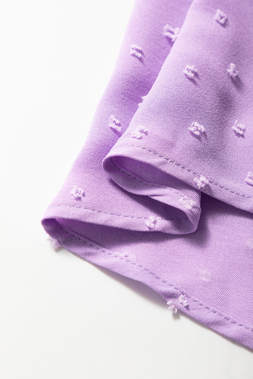 Wisteria Swiss Dot Smocked Frilled Neckline Short Sleeve Plus Size Dress