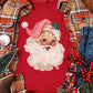 Red Christmas Santa Claus Print Crew Neck T Shirt