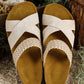 Beige Braided Detail Criss Cross Platform Slippers