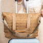 Camel Quiled Patchwork Large Tote Bag and Clutch 2pcs Set