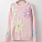 Pink Petals & Threads Embroidered Floral Sweater