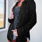 Allover Sequin Button down Long Sleeve Shirt Top