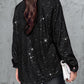 Allover Sequin Button down Long Sleeve Shirt Top