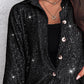 Allover Sequin Button down Long Sleeve Shirt Top