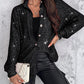 Allover Sequin Button down Long Sleeve Shirt Top