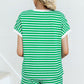 Dark Green Striped Cap Sleeve Tee and Shorts Set