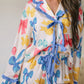 Sky Blue Bow Print Tied Ruffled Pajama Set