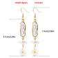 White Faux Baroque Pearl Daisy Plated Dangle Earrings