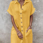 Buttoned Pocket Design Casual Shirt Dress